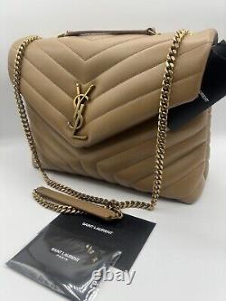 Stunning YSL Yves Saint Laurent Medium Lou Lou Puffer Bag Natural Tan NWT 574946