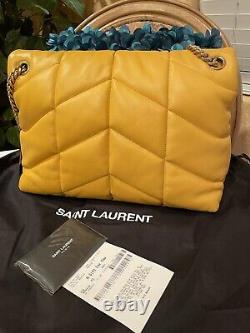 Stunning! YSL Yves Saint Laurent Medium Lou Lou Puffer Bag, Saffran Yellow NWT
