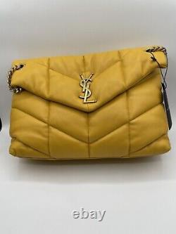 Stunning! YSL Yves Saint Laurent Medium Lou Lou Puffer Bag, Saffran Yellow NWT
