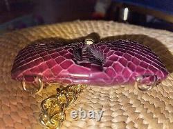 TONYA HAWKES Limited Edition Tiny Maroon Alligator Leather Hand Bag Purse NEW