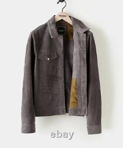 Todd Snyder Italian Suede Snap Dylan Jacket In Grey. Size Large