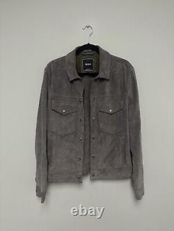 Todd Snyder Italian Suede Snap Dylan Jacket In Grey. Size Large