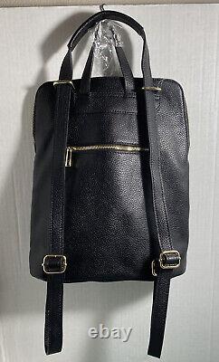 Unica Firenze Italian Pebbled Leather Backpack Bag Black Art. LC1 New WithTag