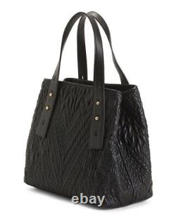 Valentino Orlandi Large Tote Purse Black Embossed Leather Shoulder Bag