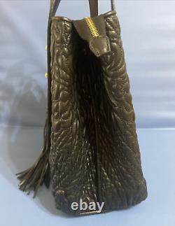 Valentino Orlandi Large Tote Purse Black Embossed Leather Shoulder Bag