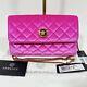 Versace La Medusa Velvet Quilted Leather Wallet On Chain Clutch Fuchsia Nwt