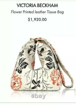 Victoria Beckham Floral Tissue Leather Clutch Bag Tote Leather $1920 S/S 17 New