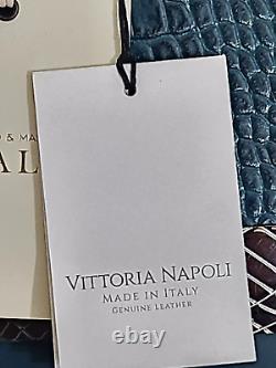 Vittoria Napoli Italian Designer Teal Croc Embossed Leather Satchel Bag? Nwt