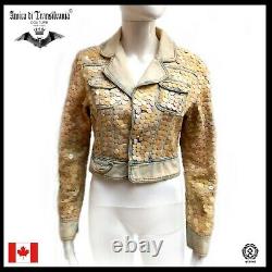 Woman jacket spring original italian griff fashion casual bikers embroided nacre