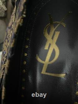 YSL Yves Saint Laurent Gold Black Purple Brocade Pumps Size 41 New