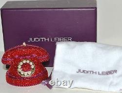 ZzJudith Leiber Bag +PillBox Phone Black RED Crystal Lieber Ringaling Rotary NEW
