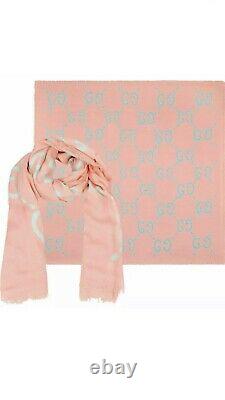 100% Authentique Gucci Large Gg Ghost Silk Scarf Limited Edition