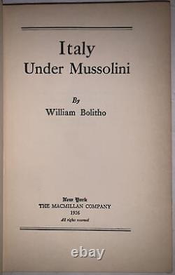 1926, 1er, EN DJ RARE, L'ITALIE SOUS MUSSOLINI, par WILLIAM BOLITHO