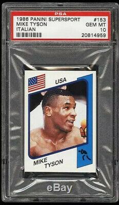 1986 Panini Supersport Mike Tyson Boxe Rookie Rc # 153 Version Italienne Psa 10