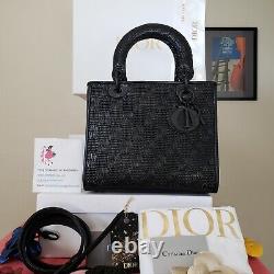 7 500 $ Lady Dior Noir Cuir Noir Piste Limitée Sac Moyen