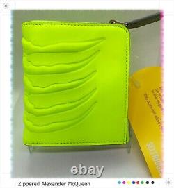 Alexander Mcqueen Limited Edition Fluorescent Yellow Zippered Rib Cage Wallet