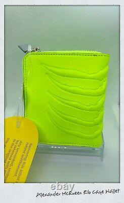 Alexander Mcqueen Limited Edition Fluorescent Yellow Zippered Rib Cage Wallet