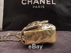 Auth Chanel Limited Edition Metallic Gold / Argent CC Logo Sac L 11,0 X H 5,5