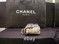 Auth Chanel Limited Edition Metallic Silver/ Bronze CC Logo Bag L 11.0 X H 5.5