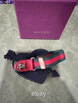 Authentique Gucci Crystal Heart Red Green Web Adj. Bracelet Edition Limitée Nwb