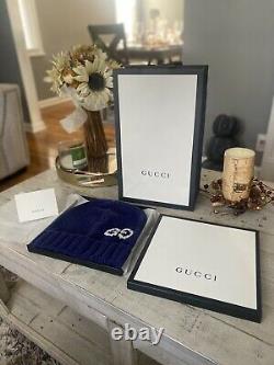 Authentique Gucci Gg Logo Bleu M/58 22cm 100% Laine Bonnet Edition Limitée T.n.-o.