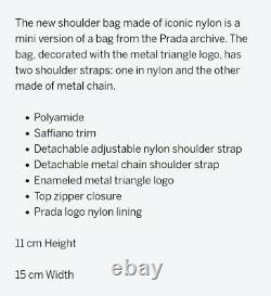 Authentique Prada Nylon Mini Shoulder Bag Re-edition. Épuisé Partout