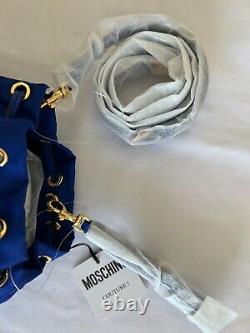 Aw20 Moschino Couture Jeremy Scott Sac De Seau Bleu Avec Ours En Peluche Sur Le Gâteau