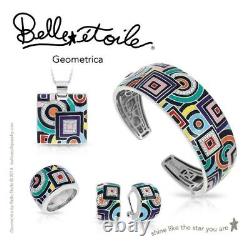 Belle Etoile Aria Bangle Solide 925 Argent Sterling Pave' Fine Italian Enamel