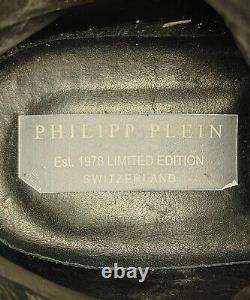 Bottes de moto en cuir noir pour hommes Philipp Plein édition limitée EU 43 US 9.5 UK 9