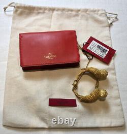 Bracelet manchette Valentino Rockstud Birds de 2000 $ NWT pochette sac en cuir rouge
