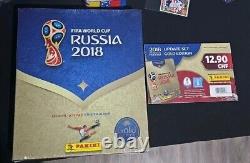 COUPE DU MONDE PANINI RUSSIE 2018 ÉDITION OR SUISSE BOÎTE + 100 Paquets + ALBUM CARTONNÉ