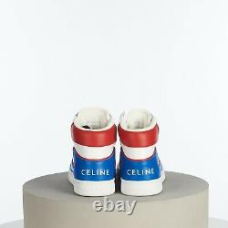 Celine 790$ Z Trainer Ct-01 Sneakers Haut De Gamme En Veau Blanc/rouge/bleu Optic