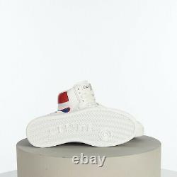 Celine 790$ Z Trainer Ct-01 Sneakers Haut De Gamme En Veau Blanc/rouge/bleu Optic