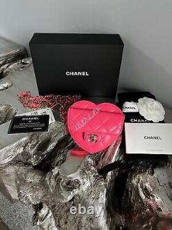 Chanel Pink Ceinture De Coeur Sac Crossbody 22s Collier Porte-cartes Pièce Purse Or
