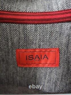 Chemise de laine grise chinée 100% Isaia pour hommes à 1195$, taille US L/52EU. Fabriquée en Italie.