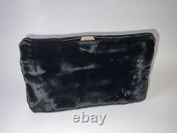 Clutch de soirée en velours noir vintage DONNA KARAN New York 8 avec sac de protection - Pré-propriété