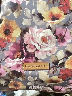 Collection de sacs à main Cavalcanti, sac fourre-tout gris Peonia Italie en cuir floral avec grande fermeture éclair