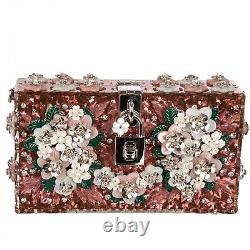 Dolce & Gabbana Glitter Plexiglass Flowers Clutch Bag Dolce Box Rose 09696