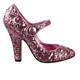 Dolce & Gabbana Mary Jane Pompes Talons Vally Paillettes Rose Rose 07839