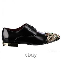 Dolce & Gabbana Runway Crystals Jeweled Metal Derby Chaussures Positano Noir 09093