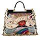 Dolce & Gabbana Snakeskin Crystals Glitter Bag Sicily Love Logo Rose Noir 09909