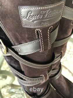 Édition Limitée Louis Vuitton Winter Leather Suede Brown Bottes Sz 39 New Mfa0140