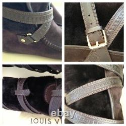 Édition Limitée Louis Vuitton Winter Leather Suede Brown Bottes Sz 39 New Mfa0140