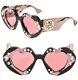 Gucci Hollywood Forever 1329 Lunettes De Soleil Noires Avec Cœur Rose En Cristal Gg1329s 001