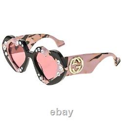 GUCCI HOLLYWOOD FOREVER 1329 Lunettes de soleil noires avec cœur rose en cristal GG1329S 001