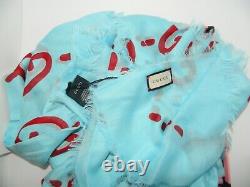 Gucci Blue Ghost Red Gg Modal Foulard En Soie Châle Limited Edition Box 495 $ 449009