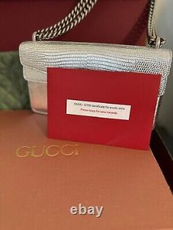 Gucci Dionysus Silver Metallic Lizard Small Epaule Bag Limited Edition