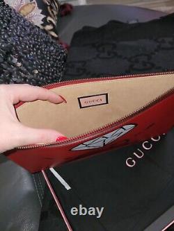 Gucci Ghost Clutch Bag Diamond Pattern Red Leather 100% Auth Edition Limitée