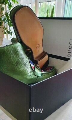 Gucci Union Jack Horsebit Leather Boots Green Uk 7 Hommes/femmes Edition Limitée