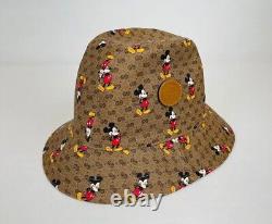 Gucci x Disney Mickey Mouse Brown GG Chapeau de Seau Édition Limitée M 602978 8475